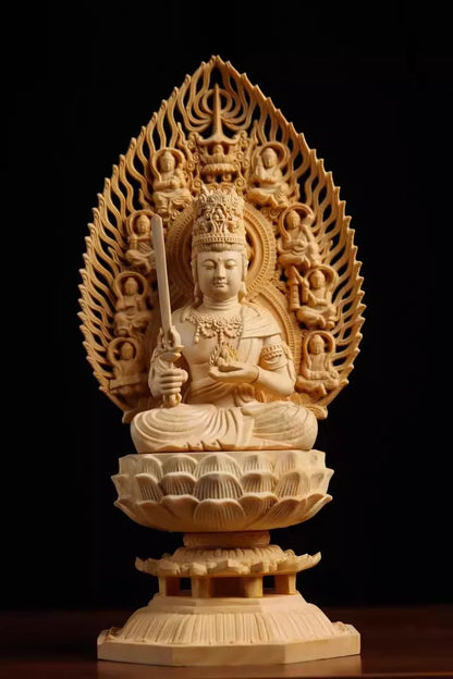 Exquisite Eight Buddhist Guardians Carving Set - Vairocana, Avalokitesvara, Manjushri, Amitabha for Collector's Altar