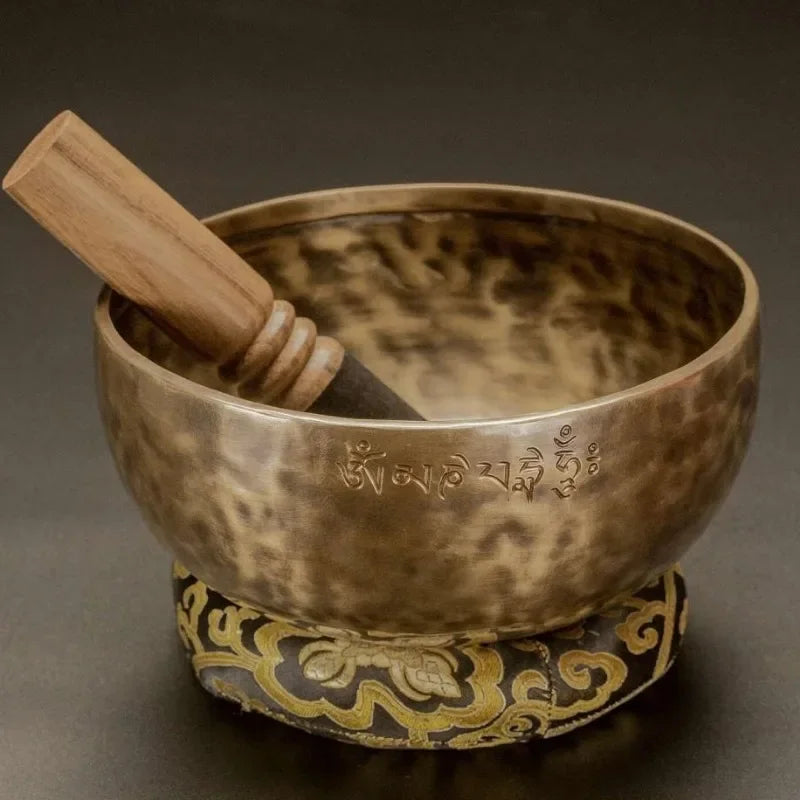 Fay Bless Handmade Tibetan Singing Bowl Set - Full Moon Nepalese Meditation Sound Bowl for Yoga, Chakra Healing, Sound Therapy, Stress Relief