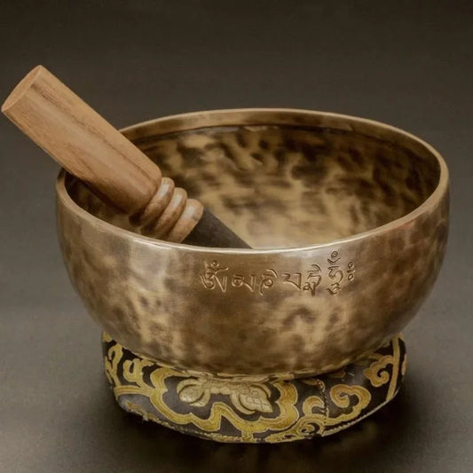 Fay Bless Handmade Tibetan Singing Bowl Set - Full Moon Nepalese Meditation Sound Bowl for Yoga, Chakra Healing, Sound Therapy, Stress Relief
