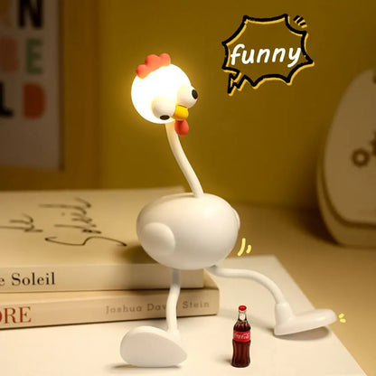 3 Lighting Modes Funny Chicken Night Light Eye Protection Rechargeable Bedside Decor Light Soft Light Cute Cartoon