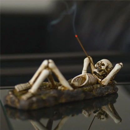 Skull Resin Incense Burner - Gothic Incense Stick Holder for Yoga, Meditation & Spiritual Decor