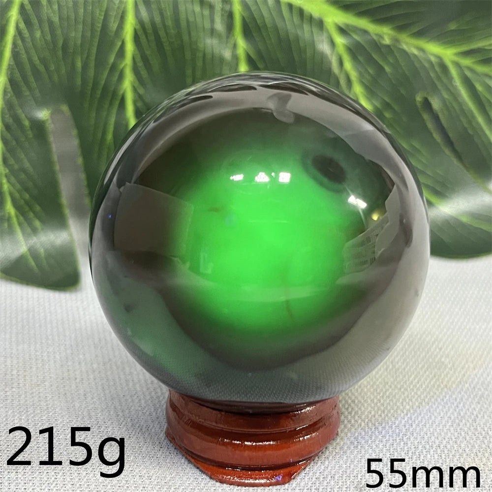 Natural Black Agate Ball UV Fluorescent Geode - Crystal Mineral Specimen for Witchcraft Altar & Home Decor