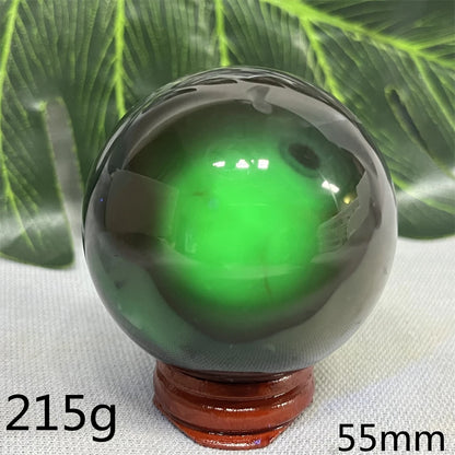 Natural Black Agate Ball UV Fluorescent Geode - Crystal Mineral Specimen for Witchcraft Altar & Home Decor