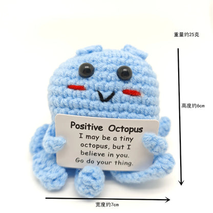 Positive Crocheted Potatoes Doll with Card - Handmade Knitting Animal Vegetable Toast Doll for Christmas Gifts & Home Decor