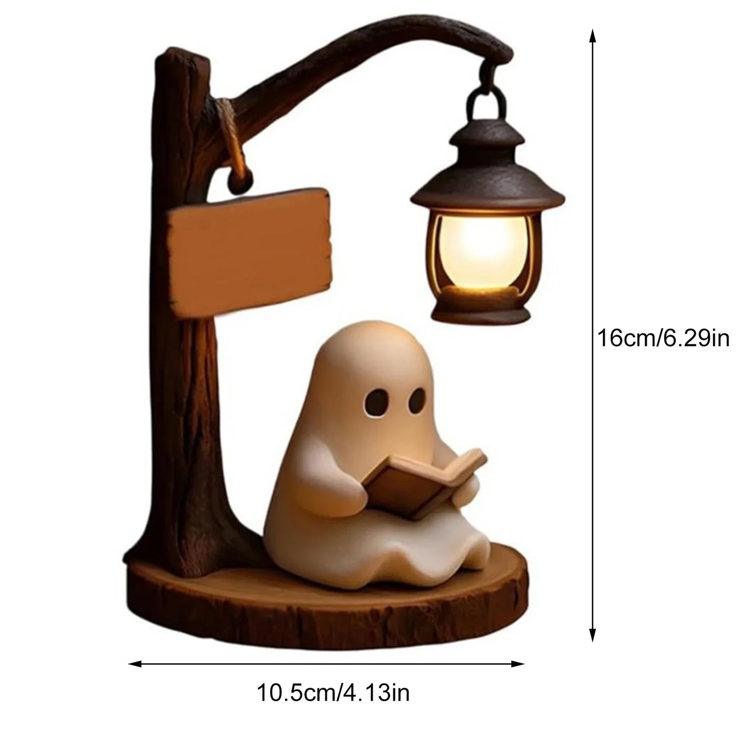 Miniature Cute Ghost Reading Lantern Night Light - Creative Halloween Desk Decor & Novelty Gift Prop