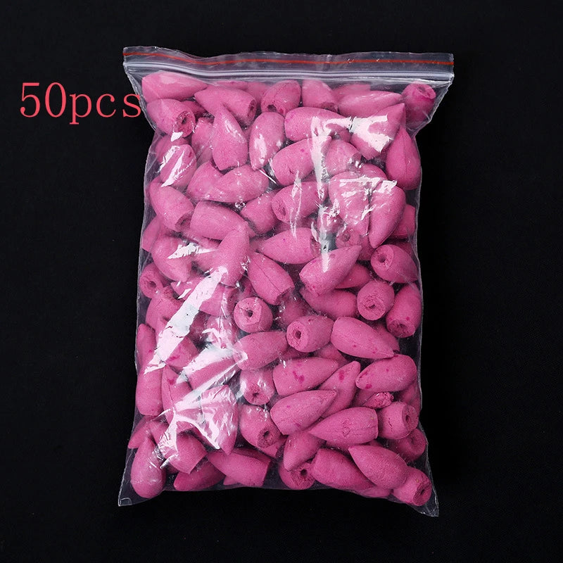 Mixed Waterfall Smoke Backflow Natural Incense Cones - Sandalwood Lavender Multi-Scented for Tea Room Yoga Room