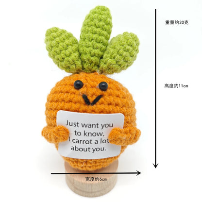 Positive Crocheted Potatoes Doll with Card - Handmade Knitting Animal Vegetable Toast Doll for Christmas Gifts & Home Decor