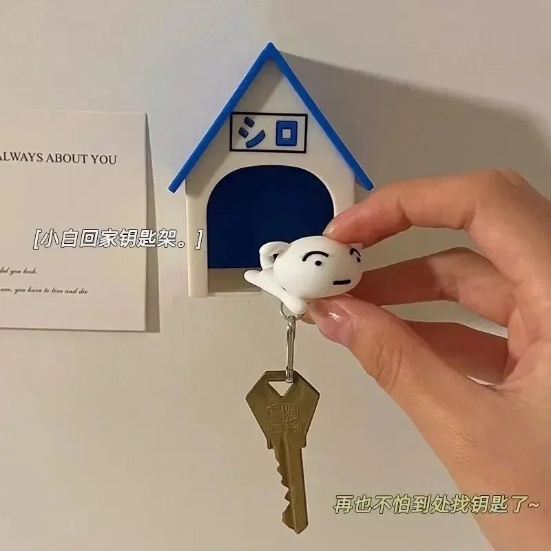 Crayon Shin-chan Kawaii Keychain - Anime Dog Key Hanger & Cartoon Pendant Toy for Children's Gifts