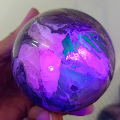 Large Natural Formed Fluorescent Agate Balls - Quartz Crystal Ore Polishing Balls for Reiki Healing & Mineral Collection