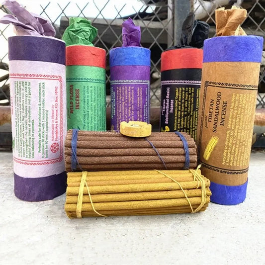 Fay Bless Nepal Short Tube Tibetan Weihrauch - 30 Sticks mit Halter | Natürliches, lang anhaltendes Aroma für Meditation und Entspannung
