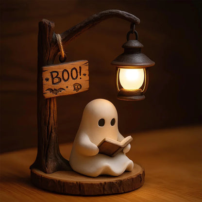 Miniature Cute Ghost Reading Lantern Night Light - Creative Halloween Desk Decor & Novelty Gift Prop