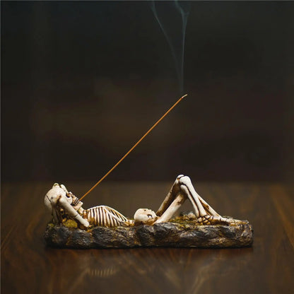 Skull Resin Incense Burner - Gothic Incense Stick Holder for Yoga, Meditation & Spiritual Decor