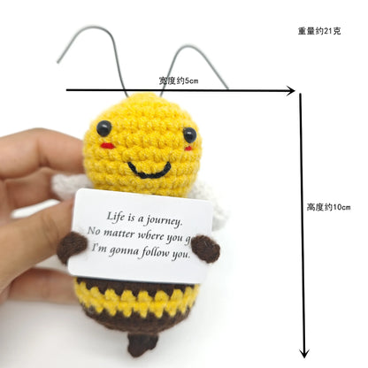 Positive Crocheted Potatoes Doll with Card - Handmade Knitting Animal Vegetable Toast Doll for Christmas Gifts & Home Decor