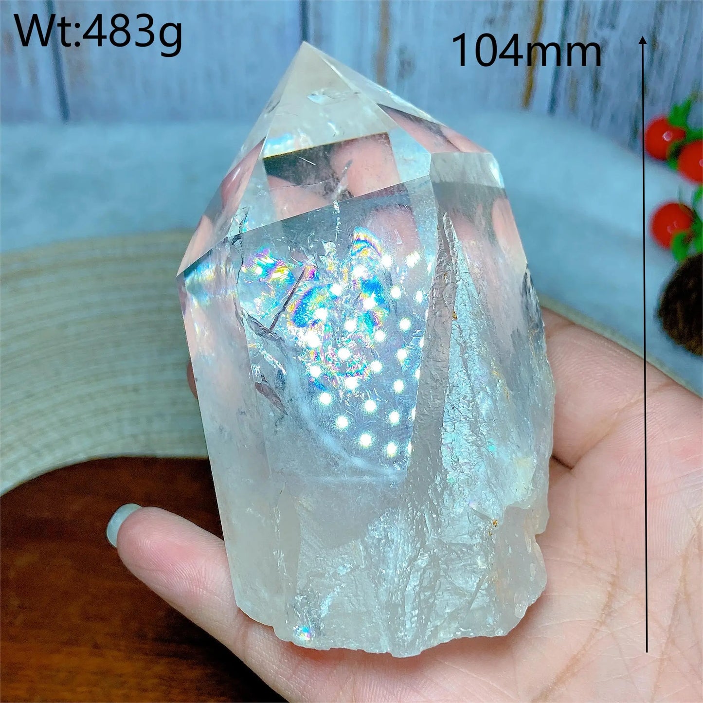Natural Crystal Clear Quartz Raw Stone Specimen - Rainbow Tower Healing Mineral for Home Decor & Energy Gift