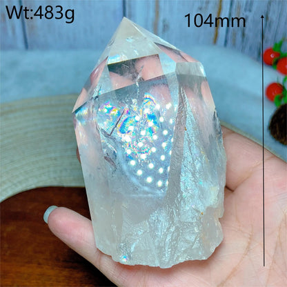 Natural Crystal Clear Quartz Raw Stone Specimen - Rainbow Tower Healing Mineral for Home Decor & Energy Gift