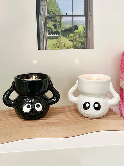 2026 Halloween Ghost Candle Holder Cartoon Ceramic Candlestick Holder for Home Party Decoration Festival Scented Candle Ornament