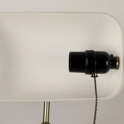 Glass Banker's Desk Lamp with Zipper Switch - Vintage Table Light for Bedroom, Study, Library & Office