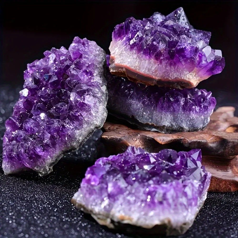 Natural Amethyst Ore Stone Cluster - Irregular Gemstone for Holiday Gift, Home Living Room & Aquarium Decor