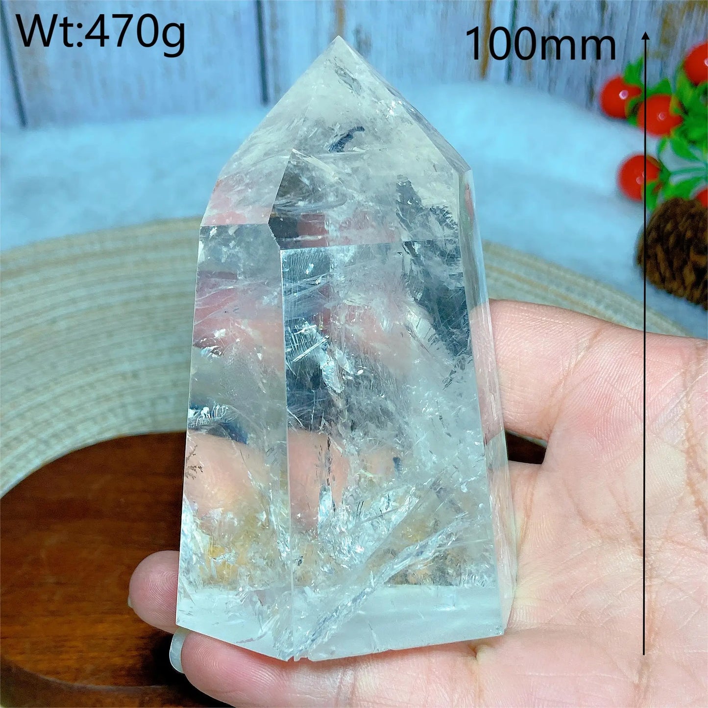 Natural Crystal Clear Quartz Raw Stone Specimen - Rainbow Tower Healing Mineral for Home Decor & Energy Gift