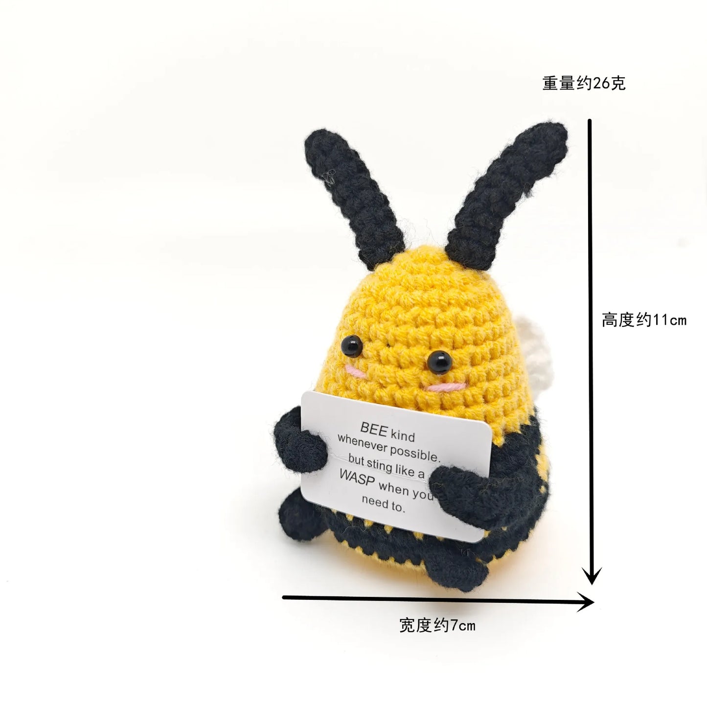 Positive Crocheted Potatoes Doll with Card - Handmade Knitting Animal Vegetable Toast Doll for Christmas Gifts & Home Decor