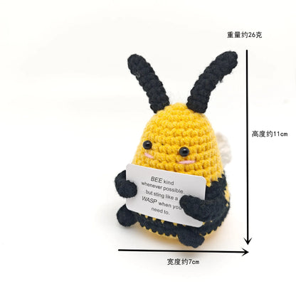 Positive Crocheted Potatoes Doll with Card - Handmade Knitting Animal Vegetable Toast Doll for Christmas Gifts & Home Decor