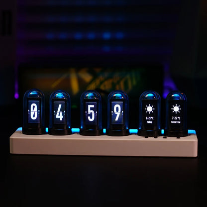 WiFi Nixie Tube Alarm Clock - RGB Smart LED Clock with DIY Photo Display for Game Room Decor