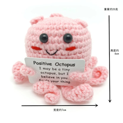 Positive Crocheted Potatoes Doll with Card - Handmade Knitting Animal Vegetable Toast Doll for Christmas Gifts & Home Decor