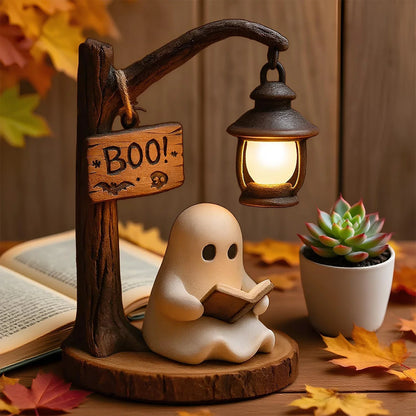 Miniature Cute Ghost Reading Lantern Night Light - Creative Halloween Desk Decor & Novelty Gift Prop