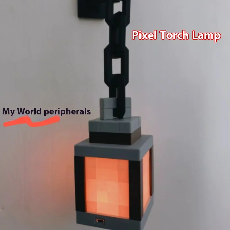 My World mc Color Changing  Desk Lamp Glow Lantern Night Light Pixel Torch Lamp Game Accessories Bedroom Atmosphere Light