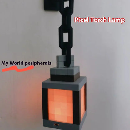 My World mc Color Changing  Desk Lamp Glow Lantern Night Light Pixel Torch Lamp Game Accessories Bedroom Atmosphere Light