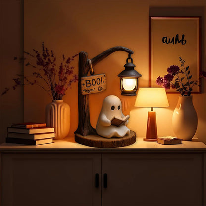 Miniature Cute Ghost Reading Lantern Night Light - Creative Halloween Desk Decor & Novelty Gift Prop