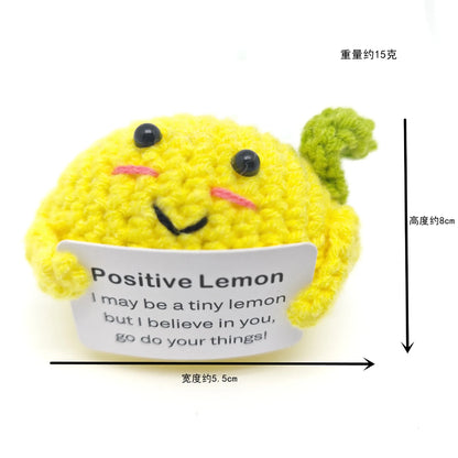 Positive Crocheted Potatoes Doll with Card - Handmade Knitting Animal Vegetable Toast Doll for Christmas Gifts & Home Decor