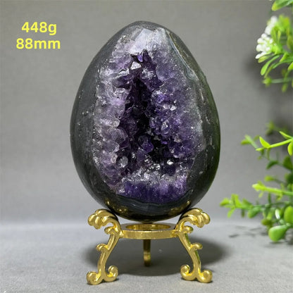 Natural Amethyst Cluster Dinosaur Egg - Quartz Crystal Cave Specimen for Spiritual Energy, Wealth & Home Decoration