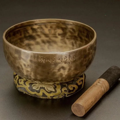 Fay Bless Handmade Tibetan Singing Bowl Set - Full Moon Nepalese Meditation Sound Bowl for Yoga, Chakra Healing, Sound Therapy, Stress Relief