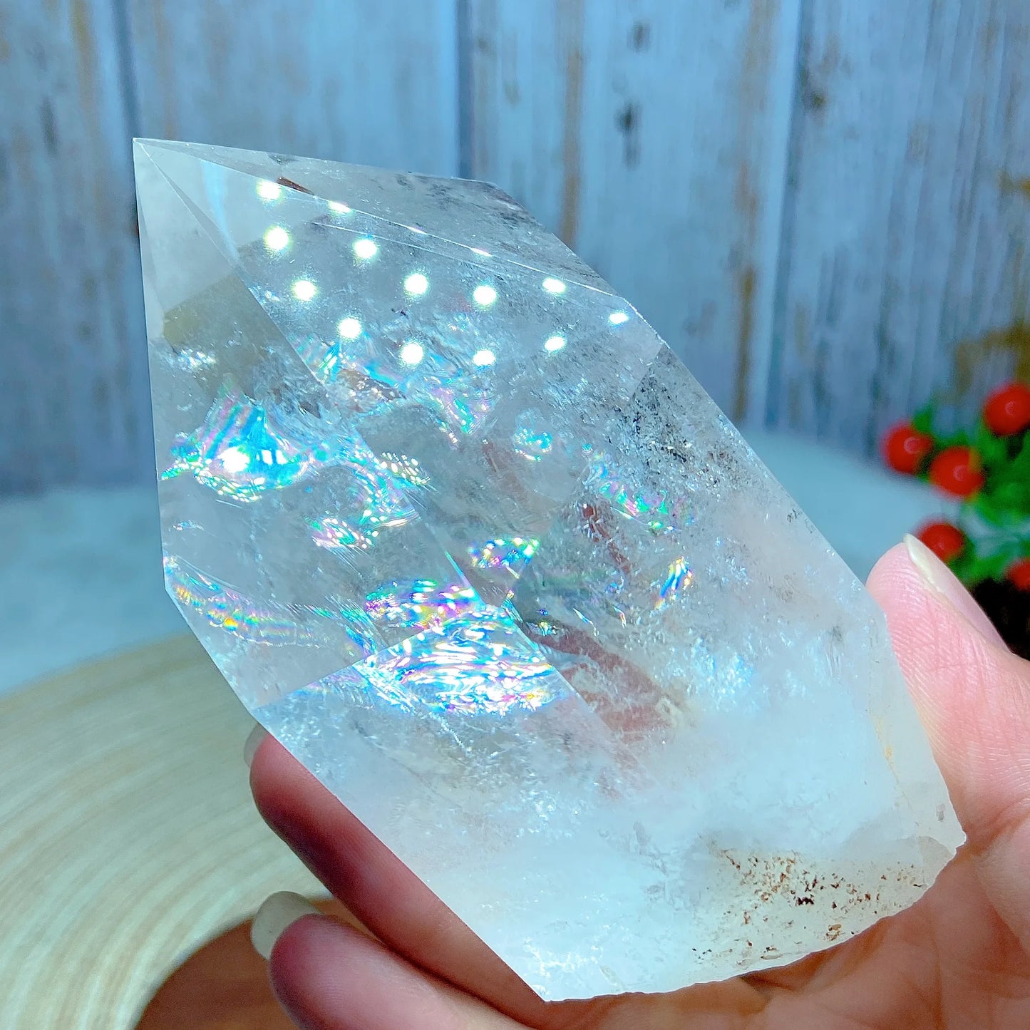 Natural Crystal Clear Quartz Raw Stone Specimen - Rainbow Tower Healing Mineral for Home Decor & Energy Gift