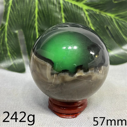 Natural Black Agate Ball UV Fluorescent Geode - Crystal Mineral Specimen for Witchcraft Altar & Home Decor