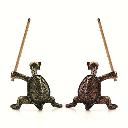 Brass Turtle Incense Burner Kung Fu Style Animal Desktop Ornament Creative Home Decor Retro Craft Meditation Aromatherapy Holder