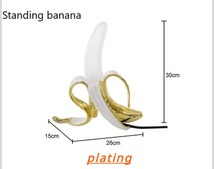 Italy Designer Resin Banana Desk Lamp for Bedroom Bedside Living Room Led Home Decor Electroplating Atmosphere Lighting