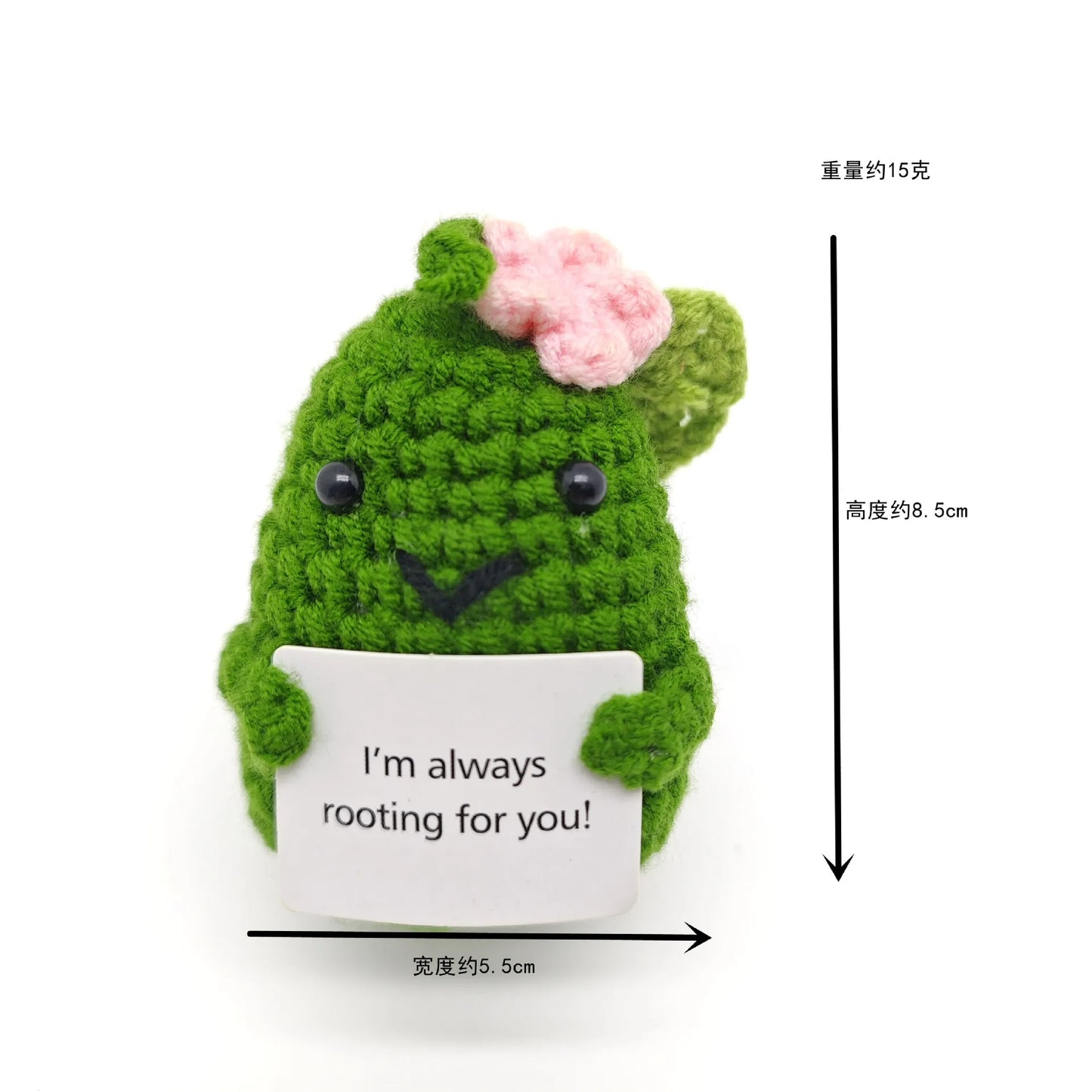 Positive Crocheted Potatoes Doll with Card - Handmade Knitting Animal Vegetable Toast Doll for Christmas Gifts & Home Decor