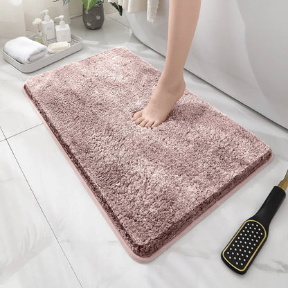 Rounded Thickened Bathroom Floor Mat - Plush Absorbent Anti-Slip Mat for Tub, Entrance & Door
