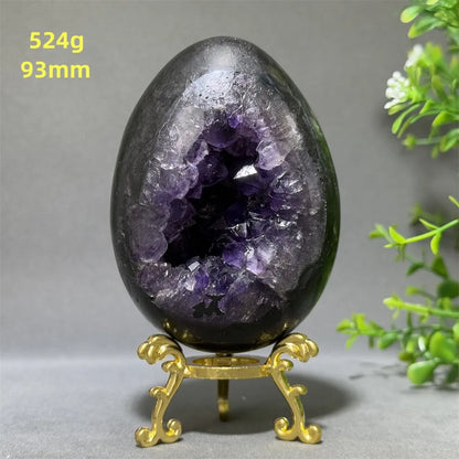 Natural Amethyst Cluster Dinosaur Egg - Quartz Crystal Cave Specimen for Spiritual Energy, Wealth & Home Decoration