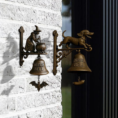 Door Chime Bell Witch Dachshund Retro Doorbell Hangable Manual Ring Decorative Bell For Opening Home Porch Housewarmings Wall