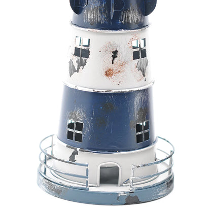 Retro Sailor Lighthouse Candle Holder - Handcrafted Wrought Iron Nautical Candlestick for Nostalgic Home Decor