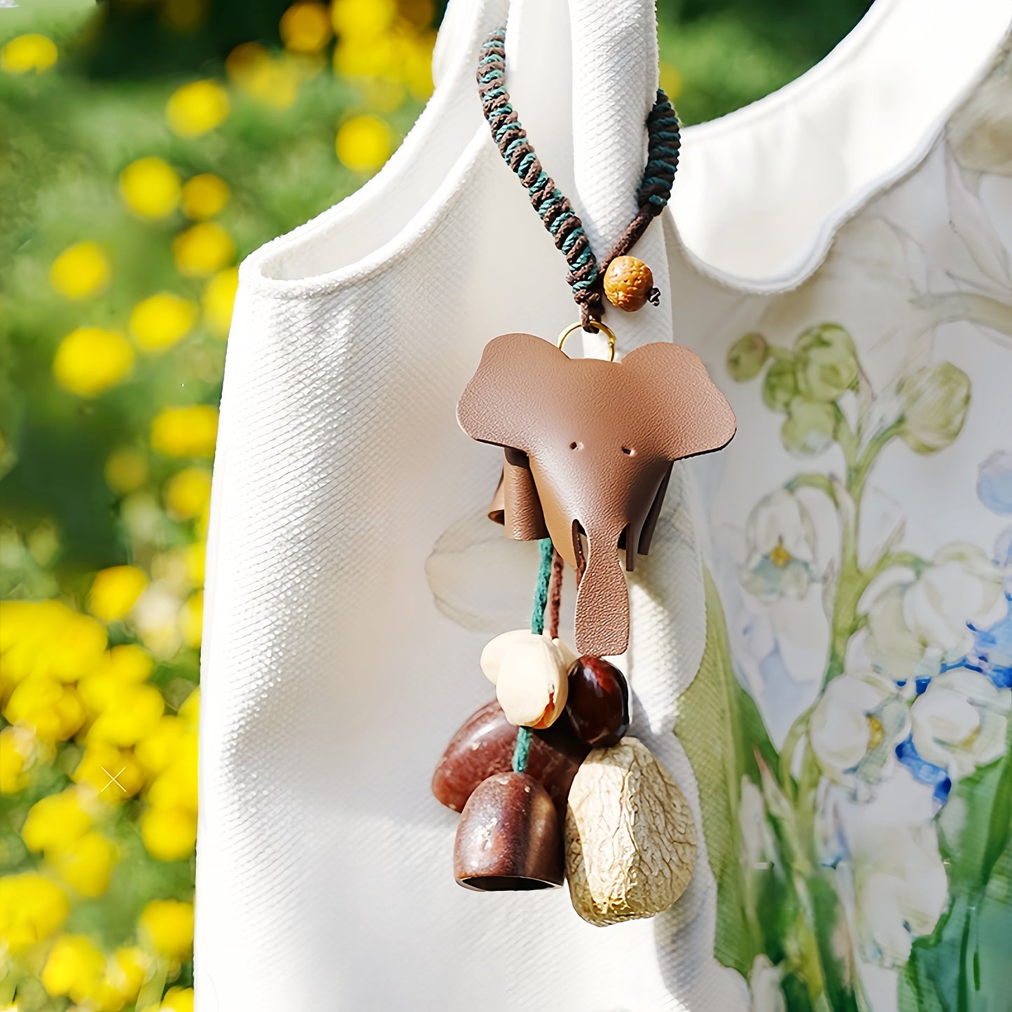 Fay Bless Handcrafted Natural Seed Bell Pendant – Botanical Keychain, Car Charm, Bag Accessory, Forest Sound – Rainforest Fruit Shell Ornament
