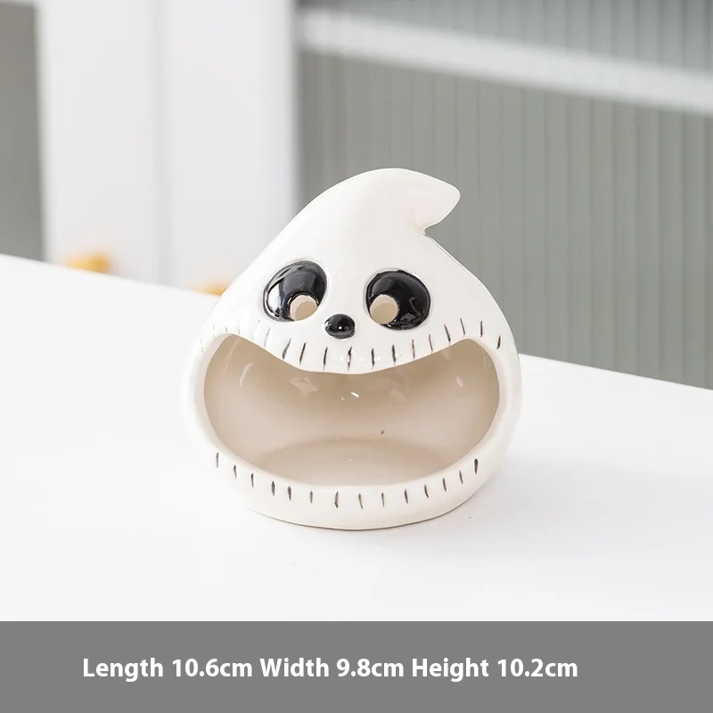 Halloween Ceramic Candle Holder Cute Ghost Pumpkin Candlestick Halloween Decoration 2025 Desk Ornament Day of The Dead Decor