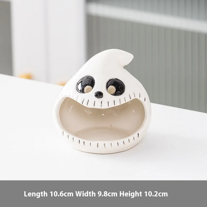 Halloween Ceramic Candle Holder Cute Ghost Pumpkin Candlestick Halloween Decoration 2025 Desk Ornament Day of The Dead Decor