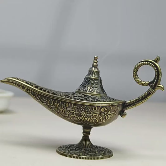 Fay Blesel Mini Genie Lamp Weihrauch Brenner - Vintage Alloy Aromatherapy Halter für Meditation, Yoga und Wohnkultur